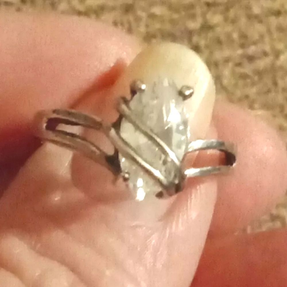 925 Sterling Silver And Marquis Wrapped Cubic Zirconia Ring. Size 6.75
